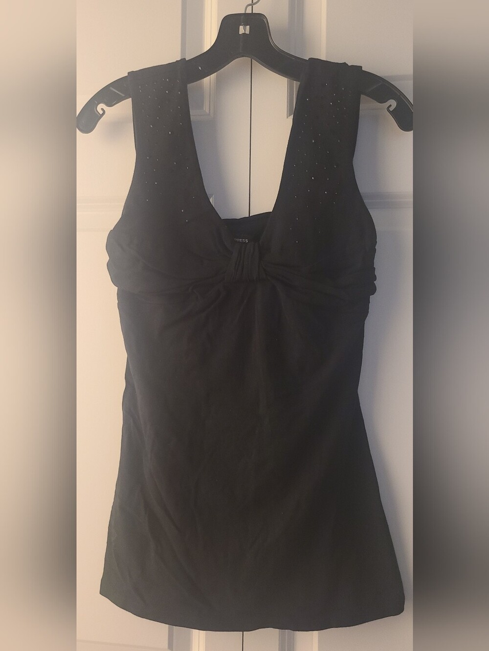 Express Black Tank Top with Sparkle Shoulder Detail- Size Small